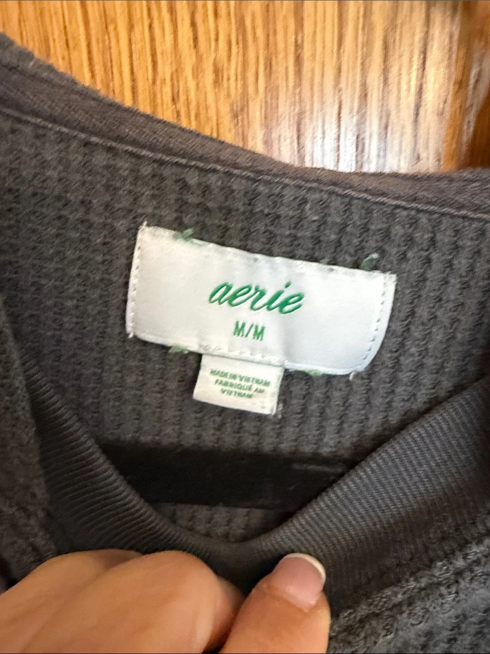 Aerie Size M Waffle Knit Hooded Pullover Sweater